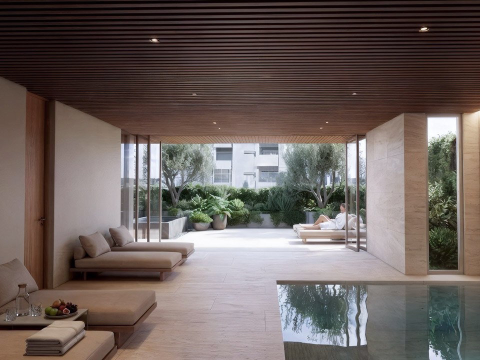 Spa with indoor pool and garden